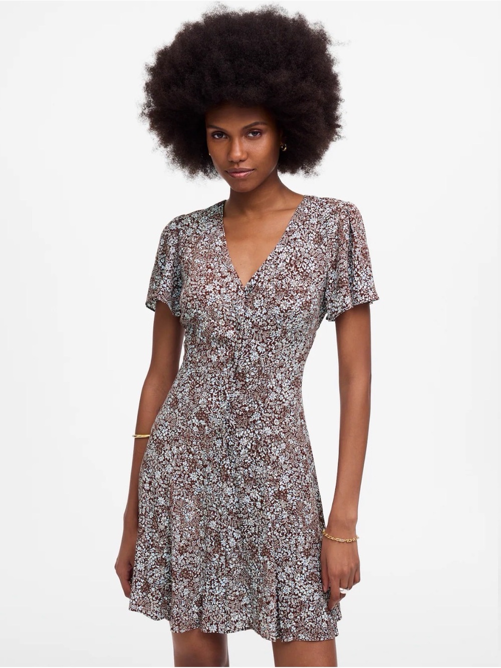 Madewell Button-Front Mini Dress in Floral